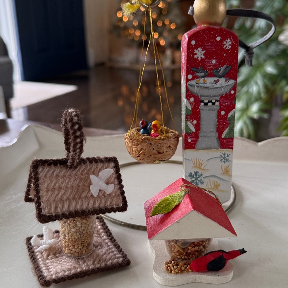 Bird Themed Vintage Handmade Ornament Lot of 4 - Crochet